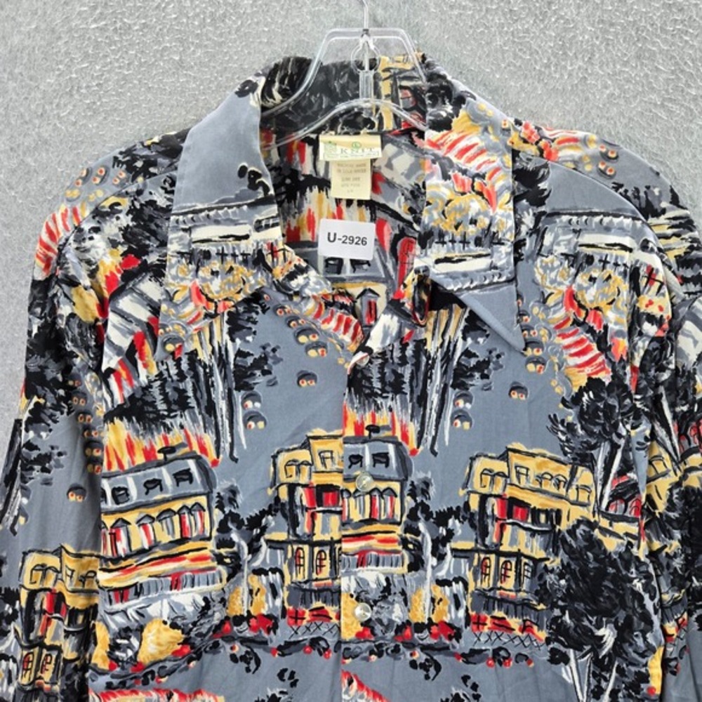 VINTAGE Kings Road Sears Men Button Up Shirt Large Gray Town City 60s 70s - Picture 9 of 11